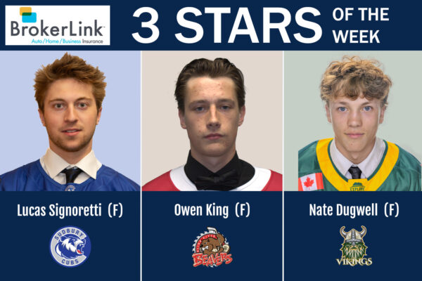 NOJHL names its BrokerLink Insurance 3 Stars of the Week